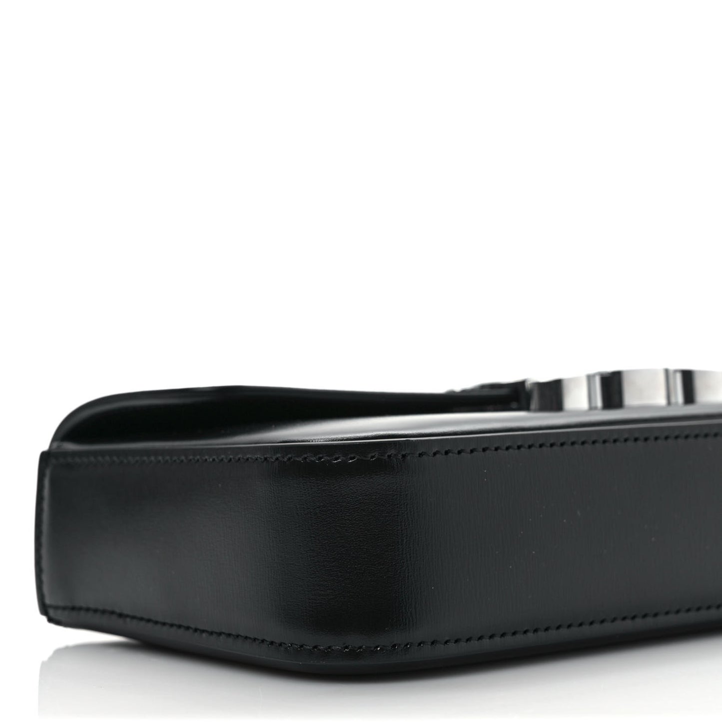 Shiny Calfskin Triomphe Chain Shoulder Bag Black