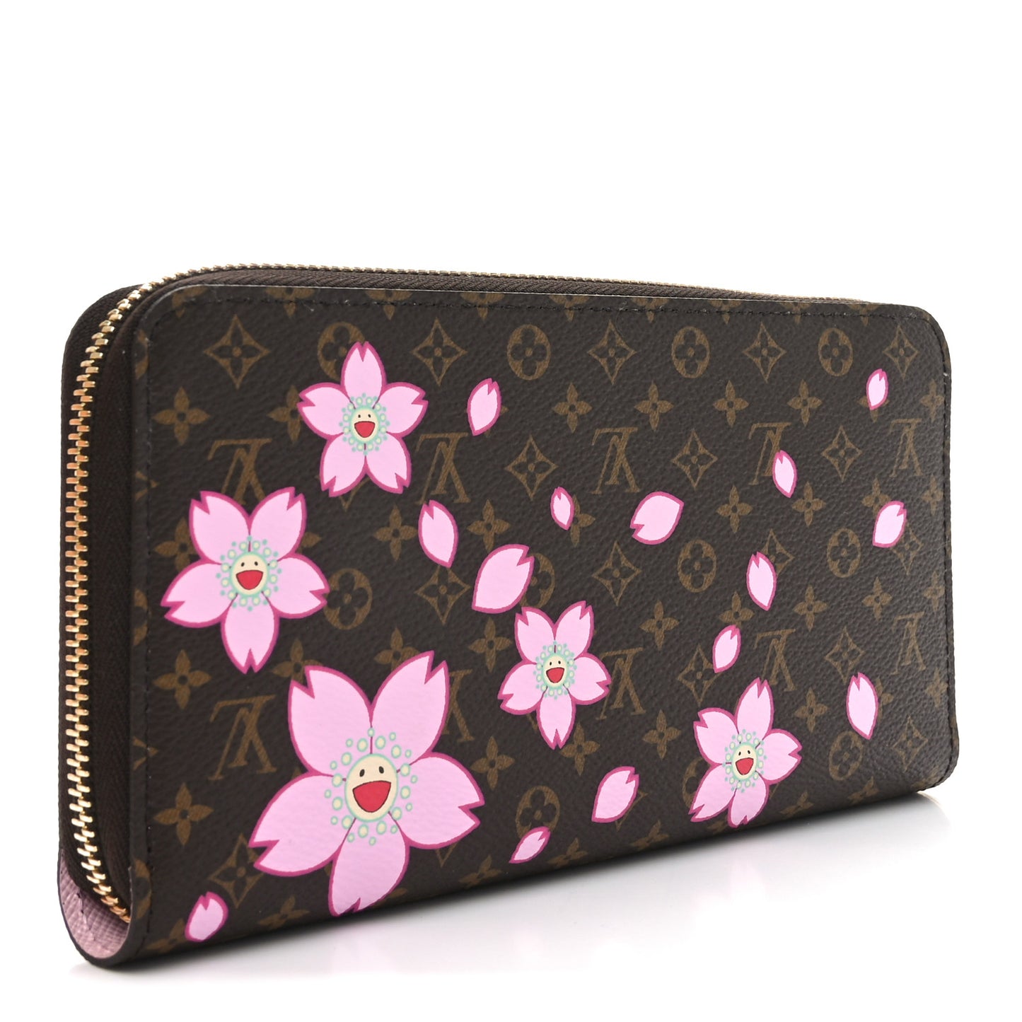 LV X TM Monogram Cherry Blossom Zippy Wallet Sakura Brown