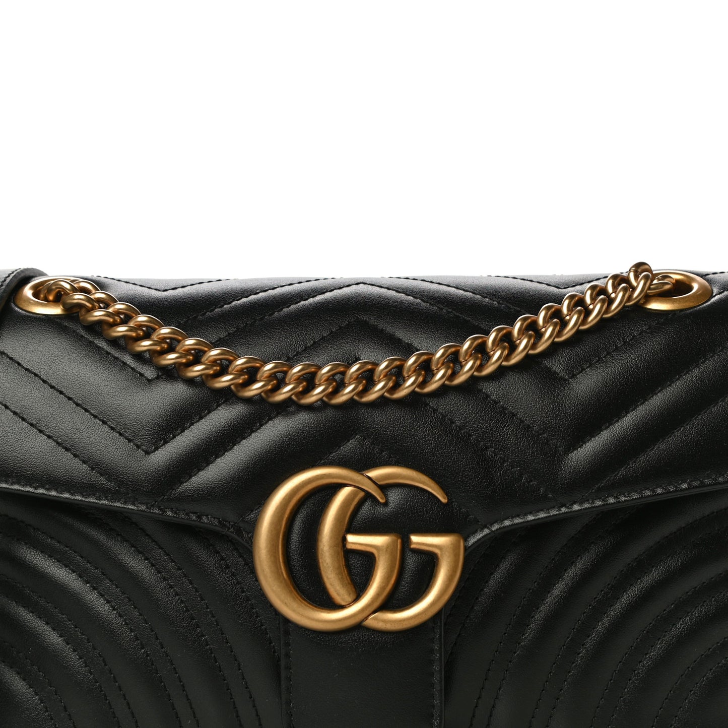 Calfskin Matelasse Small GG Marmont Shoulder Bag Black