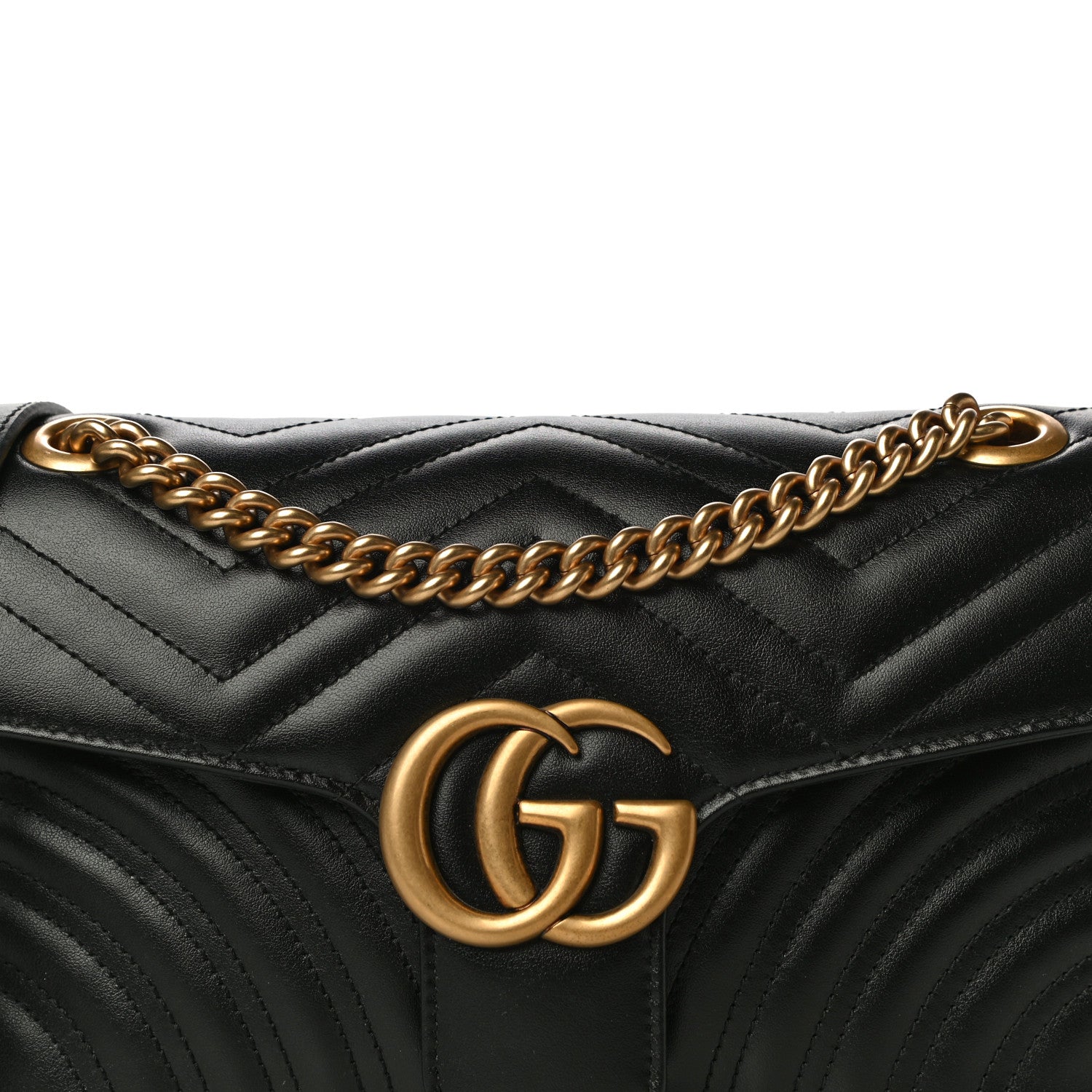 Gucci Calfskin Matelasse Small GG Marmont Shoulder Bag Black 9 of 11