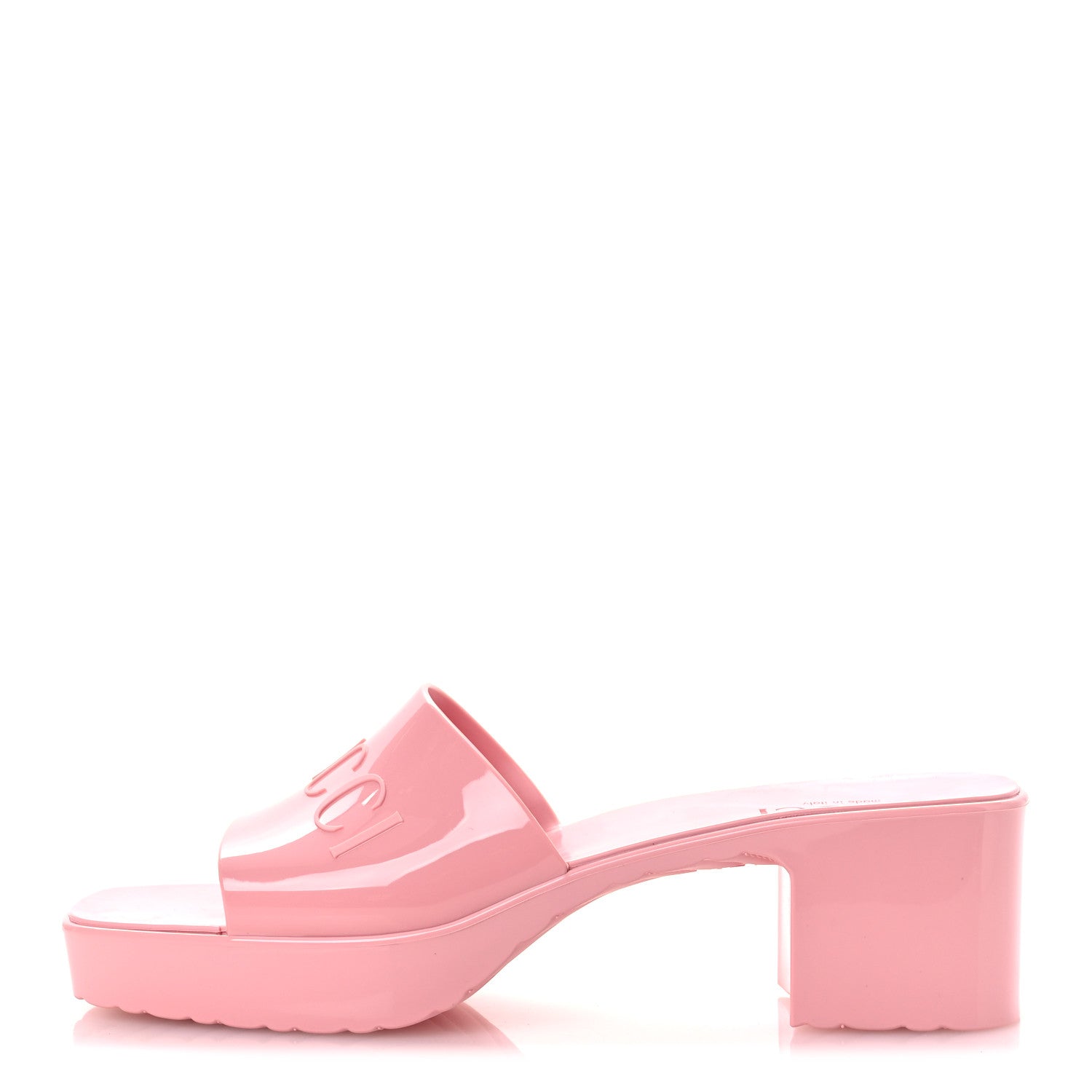 Gucci Rubber Gucci Logo Womens Platform 20/60mm Slide Sandals 38 Wild Rose 1 of 12