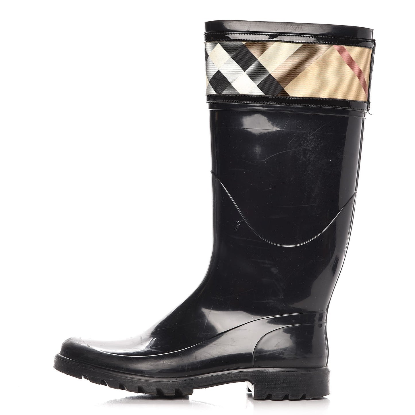 Rubber Nova Check Rain Boots 36 Black