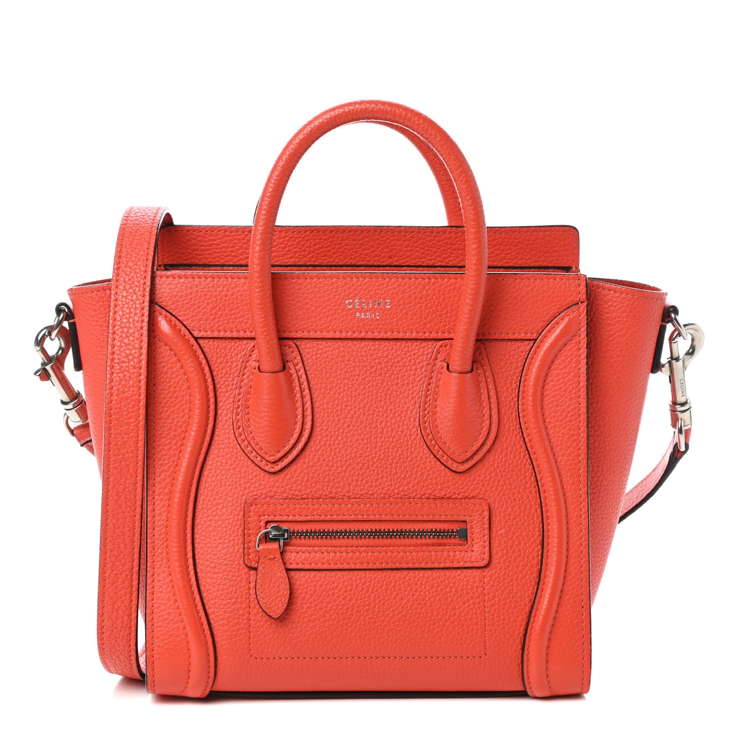Drummed Calfskin Nano Luggage Vermillion