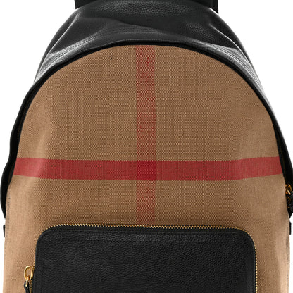 Burberry Mega Check Calfskin Abbeydale Simple Backpack Black Camel 7 of 9