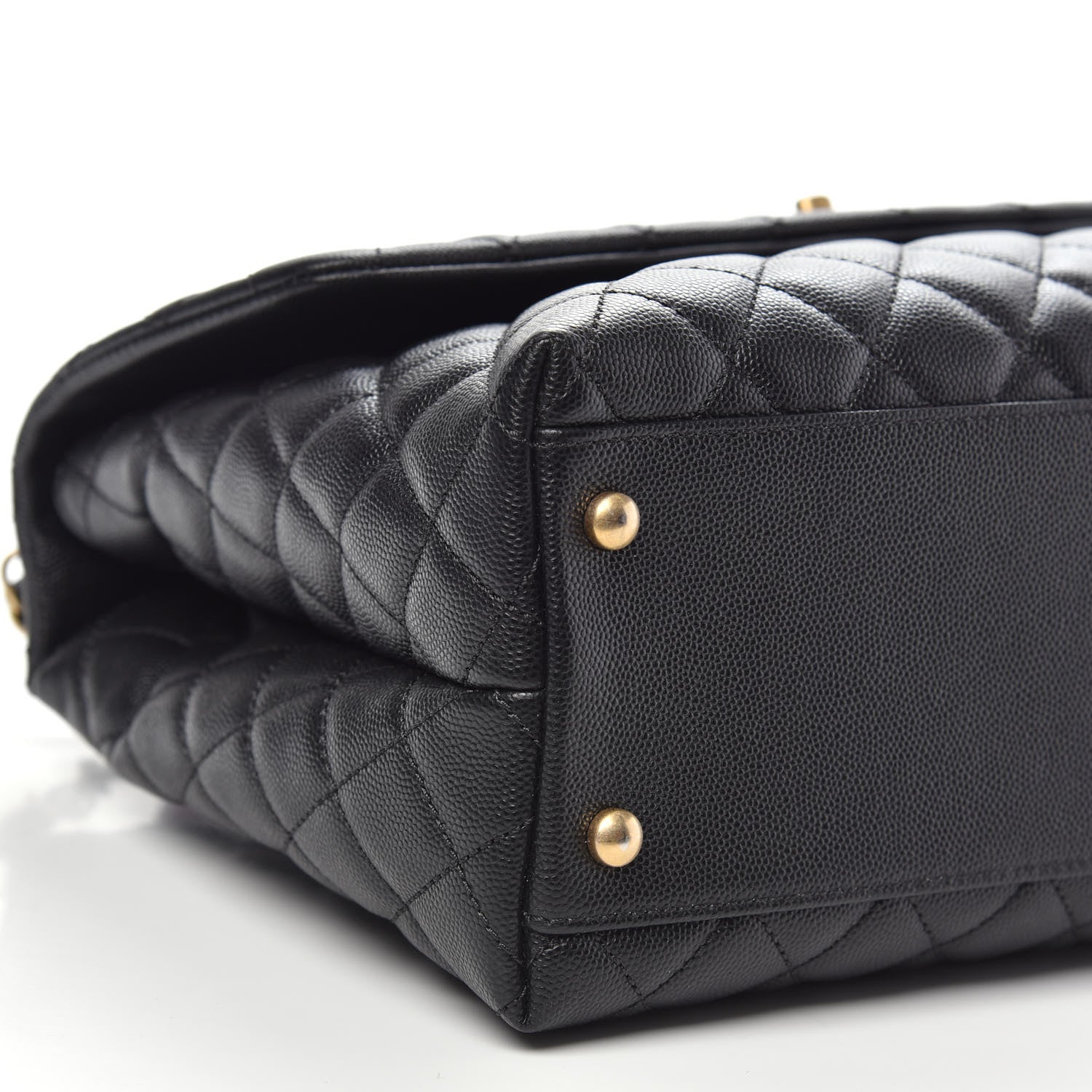 Chanel Caviar Elaphe Quilted Medium Coco Handle Flap Black Burgundy 9 of 10