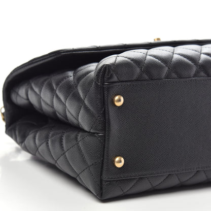 Chanel Caviar Elaphe Quilted Medium Coco Handle Flap Black Burgundy 9 of 10