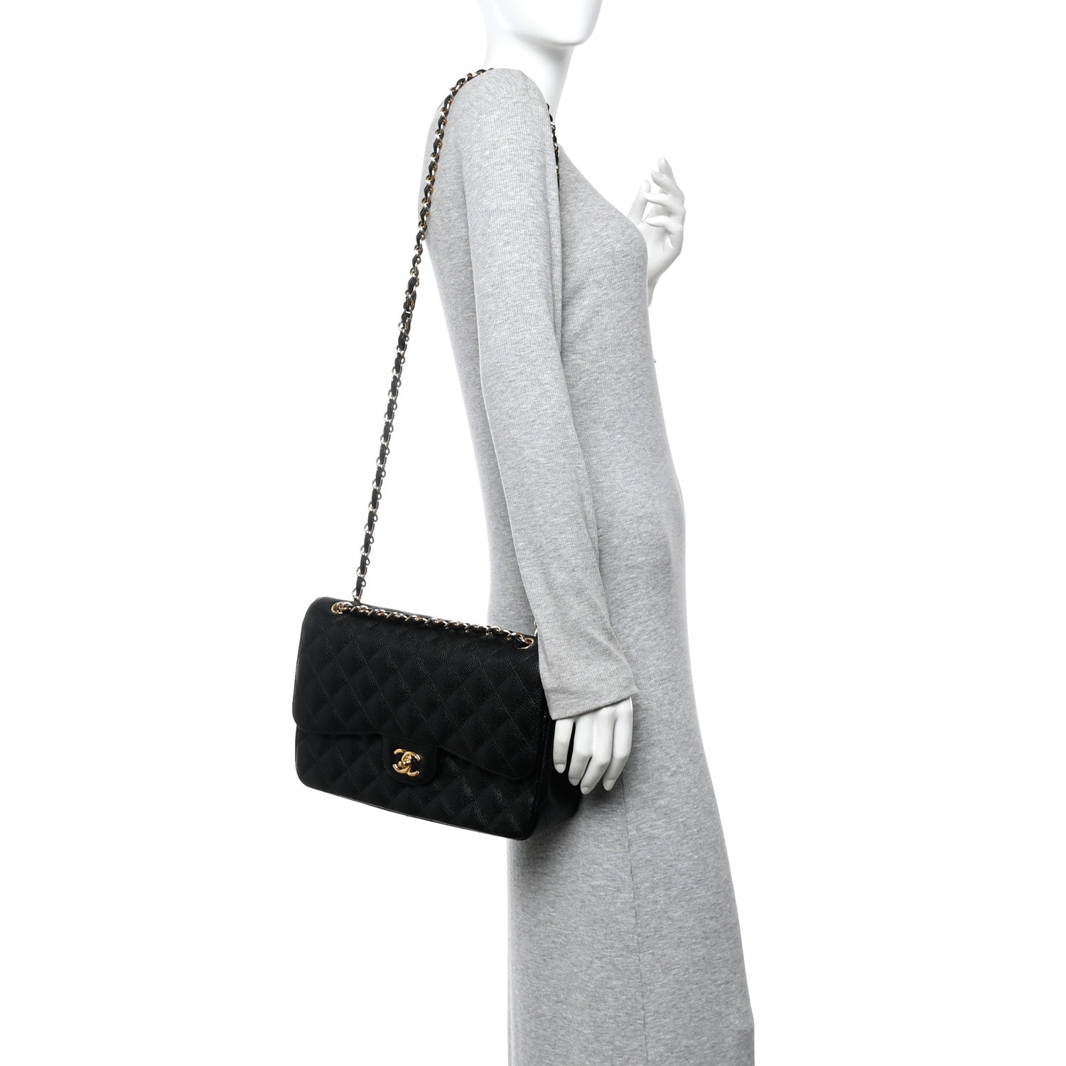 Chanel Caviar Quilted Jumbo Double Flap Black 2 of 12