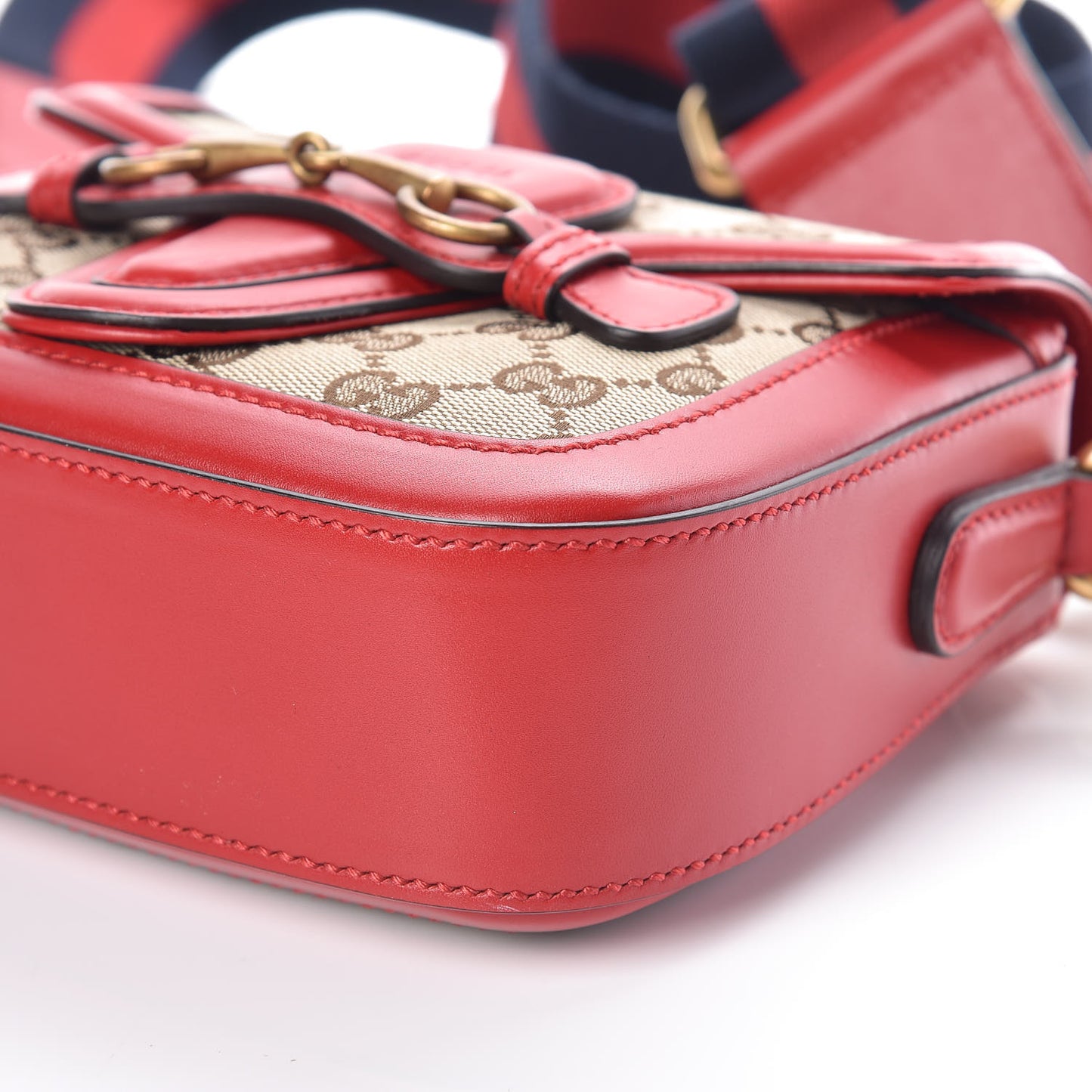 Monogram Ruinart Calfskin Small Lady Web Shoulder Bag Beige Ebony Hibiscus Red