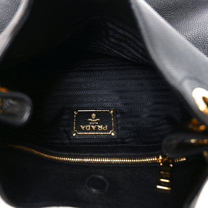 Prada Vitello Phenix Embossed Logo Hobo Black 5 of 9