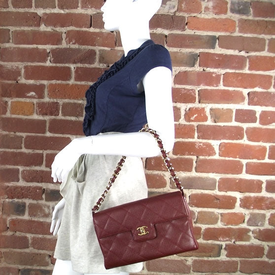 Caviar Quilted Flap Bag Red
