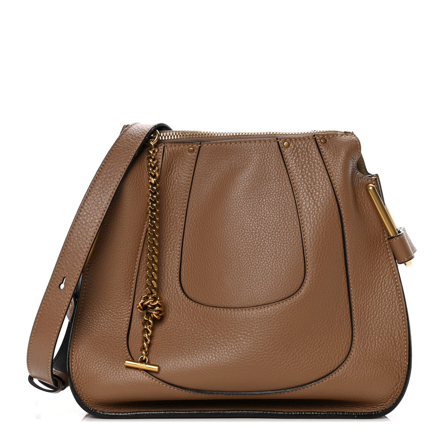 Grained Calfskin Small Hayley Hobo Nut