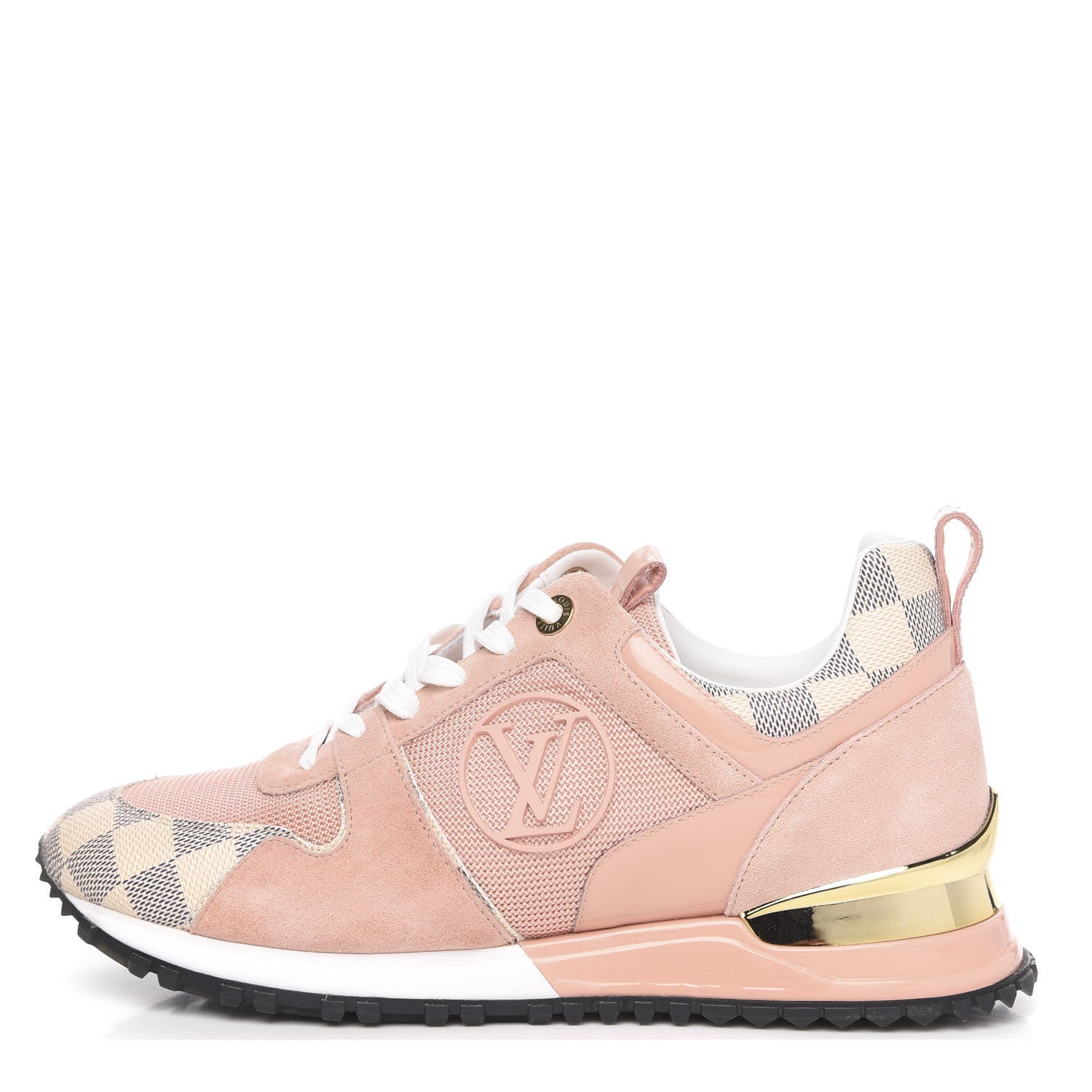 Louis Vuitton Suede Damier Azur Run Away Sneakers 38 Pink 1 of 9