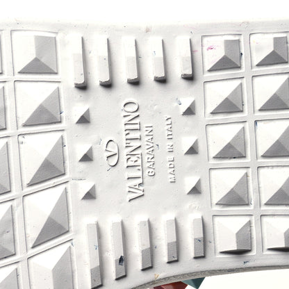 Valentino Garavani Vegan Leather Womens Rockstud Open for a Change Sneakers 37.5 White Multicolor 7 of 9