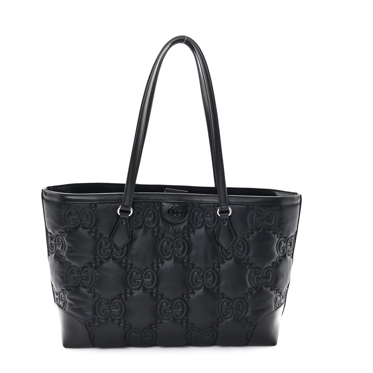 Gucci Nylon Calfskin Enamel GG Matelasse Medium Ophidia Shopping Tote Black 1 of 10