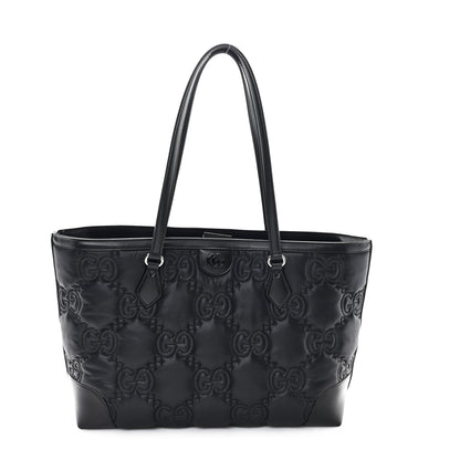 Gucci Nylon Calfskin Enamel GG Matelasse Medium Ophidia Shopping Tote Black 1 of 10