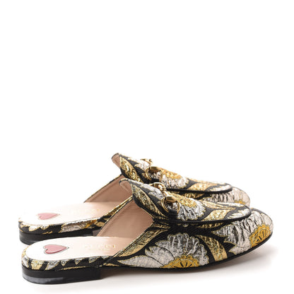 Gucci Jacquard Floral Womens Princetown Slippers 36 Oro Black 4 of 10