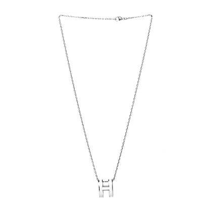 Hermes Lacquered Palladium Pop H Pendant Necklace White 3 of 5