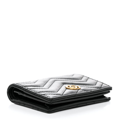 Gucci Calfskin Matelasse GG Marmont Card Case Wallet Black 3 of 10