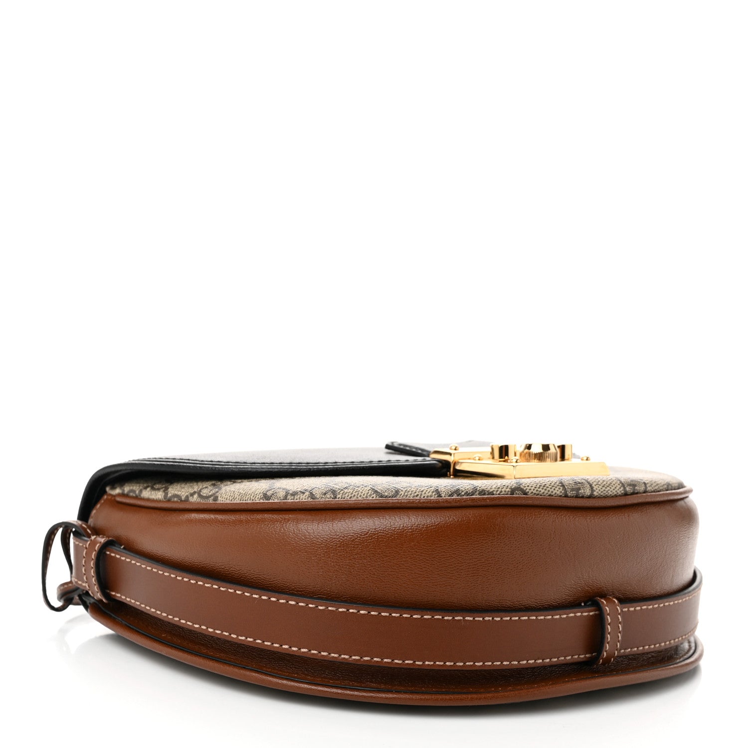 Gucci GG Supreme Monogram Calfskin Small Padlock Messenger Shoulder Bag Beige Black Cuir 4 of 10