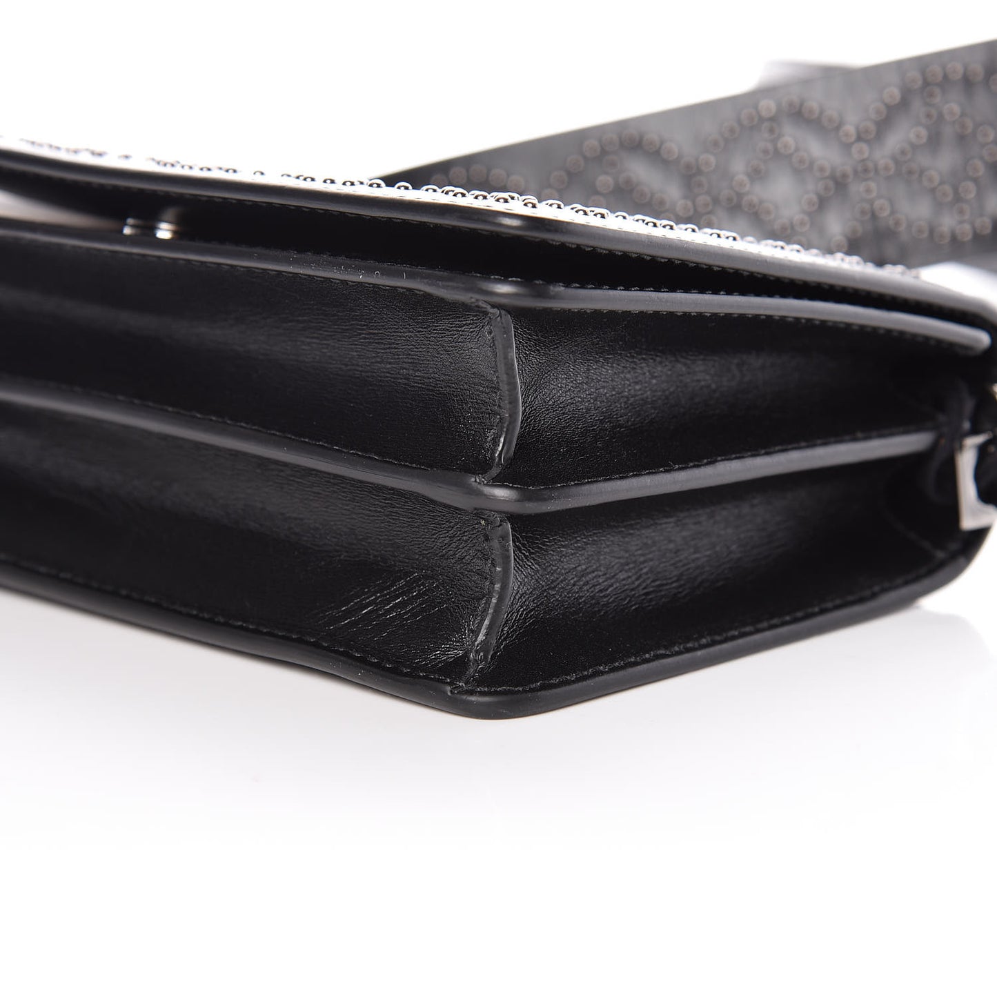 Calfskin Arabesque Studded Medium Franca Crossbody Black