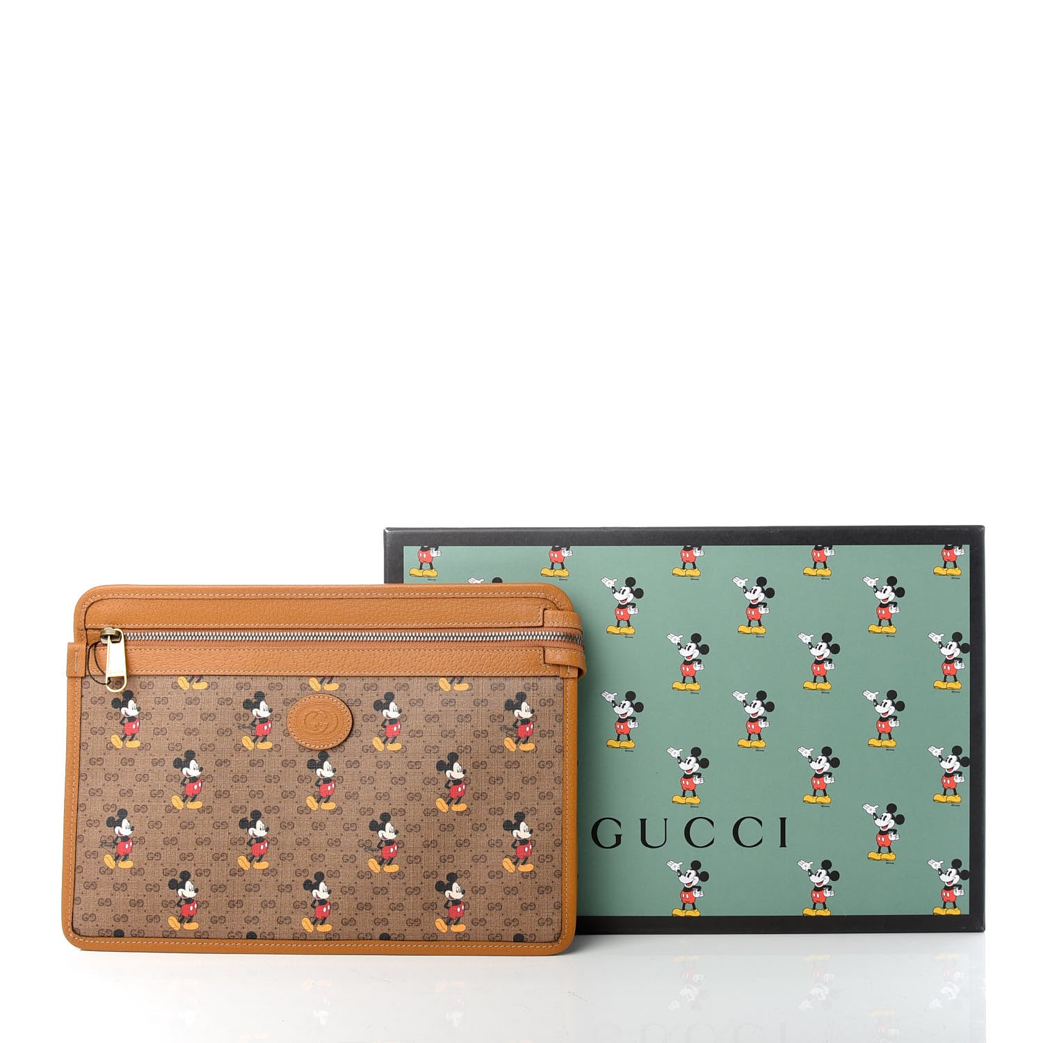 Gucci X DISNEY Mini Vintage GG Supreme Monogram Mickey Mouse Documents Holder Beige Vintage Sun Oil 7 of 7