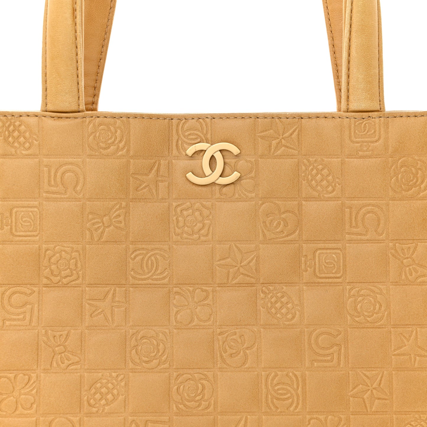 Lambskin Precious Symbols Shopping Tote Beige