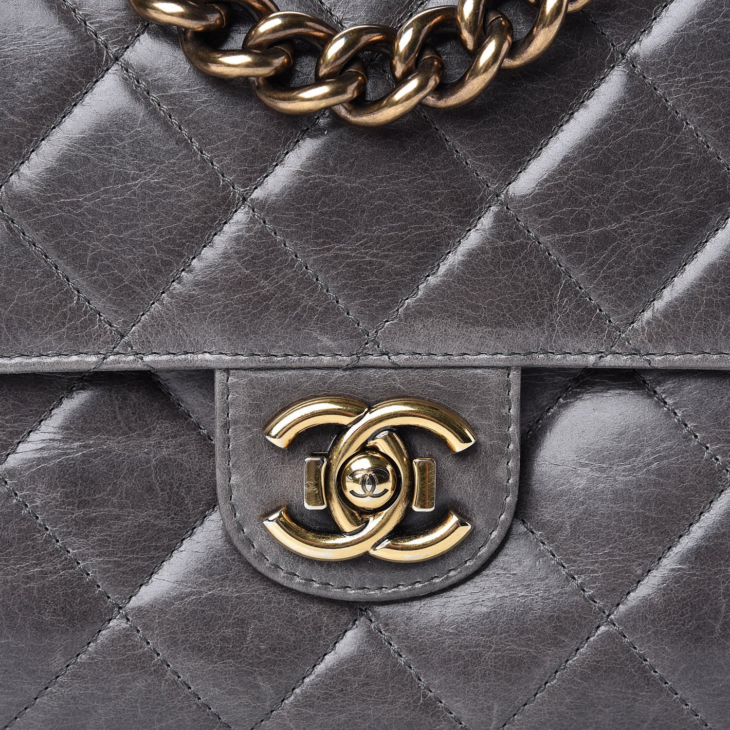 Chanel Glazed Calfskin Quilted Large Perfect Edge Flap Grey 10 of 17