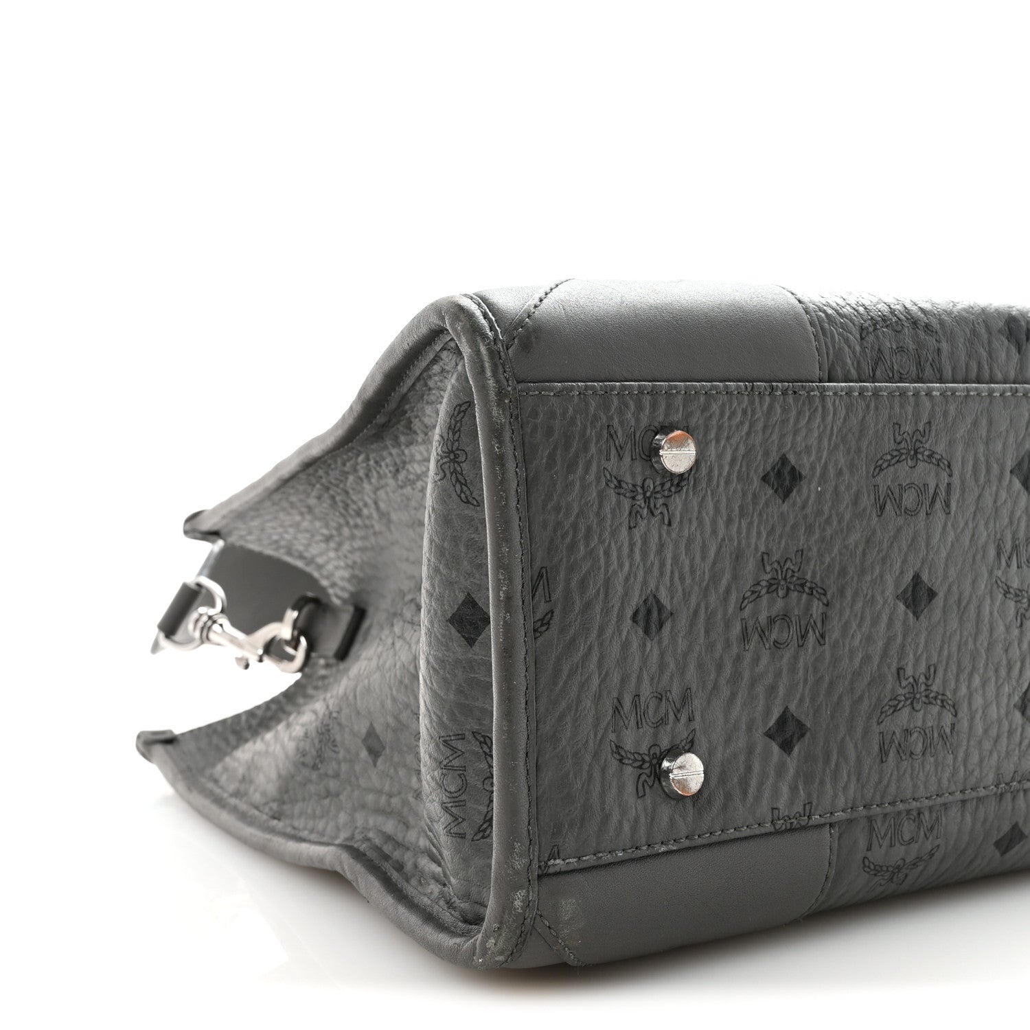MCM Visetos Large Munchen Tote Grey 9 of 10