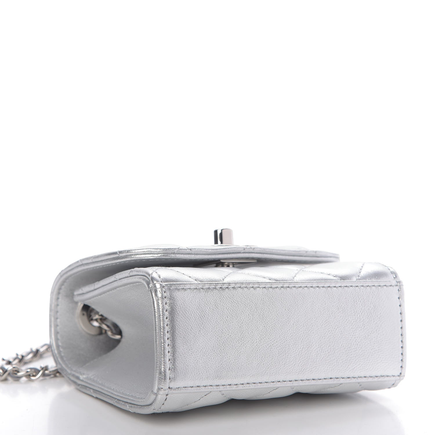 Chanel Metallic Lambskin Quilted Mini Trendy CC Clutch With Chain Silver 4 of 10