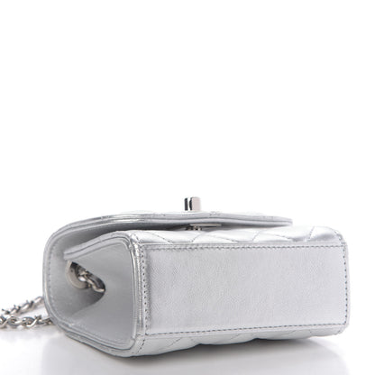 Chanel Metallic Lambskin Quilted Mini Trendy CC Clutch With Chain Silver 4 of 10