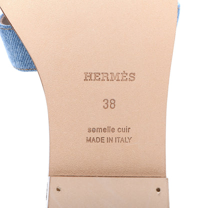 Hermes Denim Oran Sandals 38 Bleu Clair 6 of 9