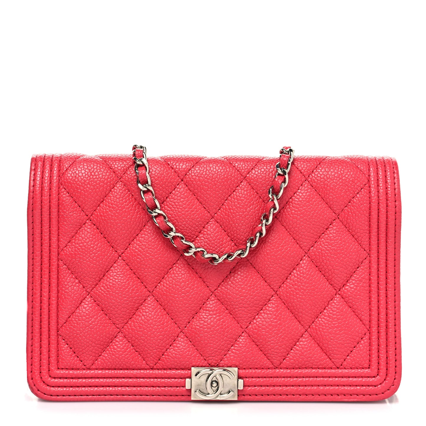 Caviar Quilted Boy Wallet On Chain WOC Fuchsia