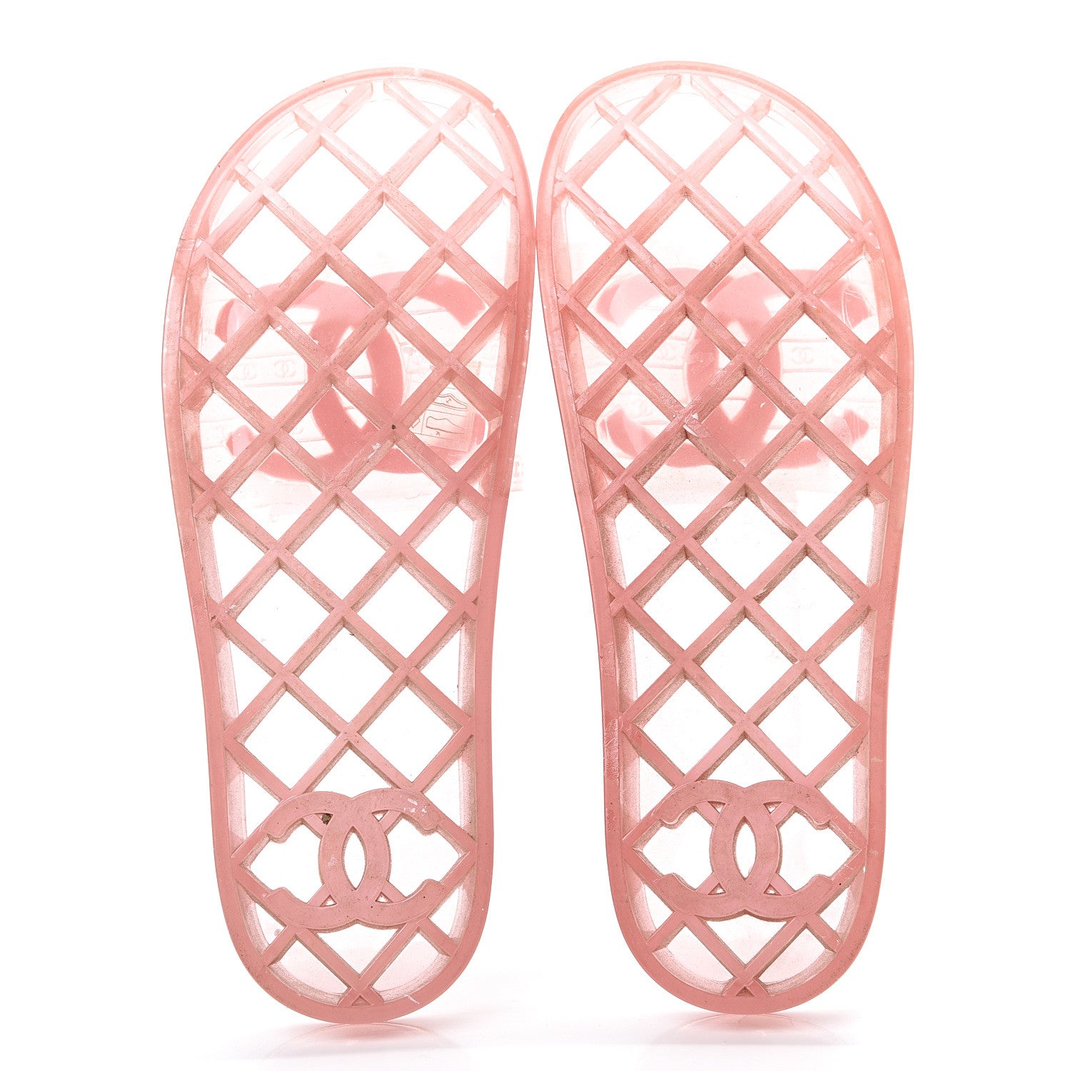 Chanel PVC Transparent CC Flat Slide Sandals 38 Pink 5 of 8