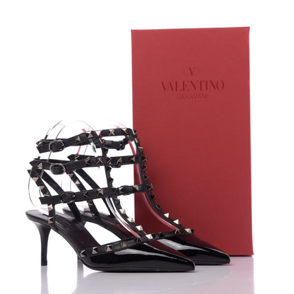 Valentino Garavani Patent Nappa Rockstud Ankle Strap 65mm Pumps 37 Black 8 of 10