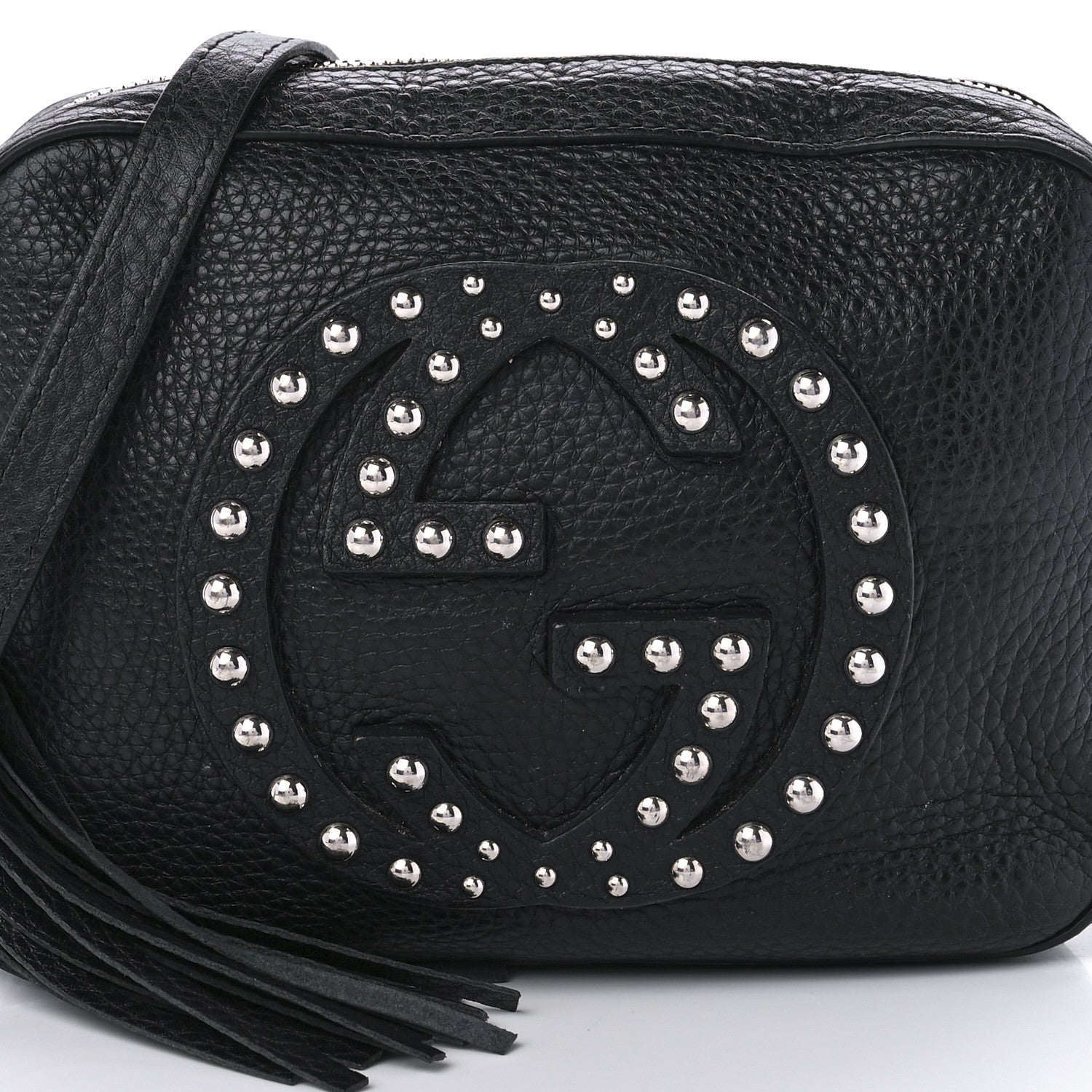 Gucci Pebbled Calfskin Studded Small Soho Disco Bag Black 9 of 10