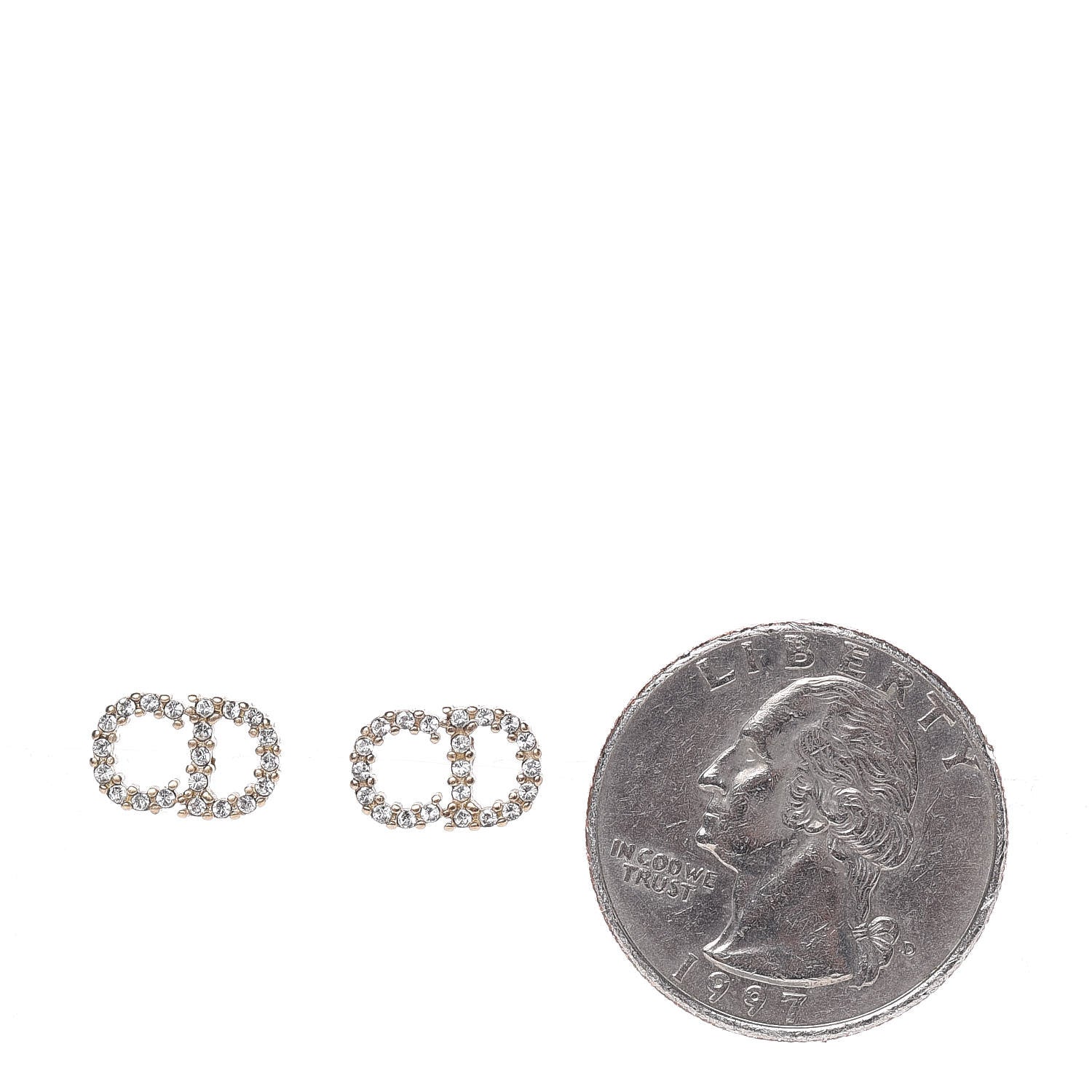 Christian Dior Crystal Clair D Lune Earrings Gold 2 of 3