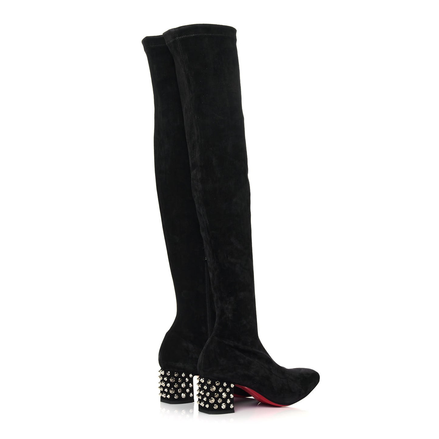Veau Velours Spiked Study Stretch 55 Over The Knee Boots 39.5 Black