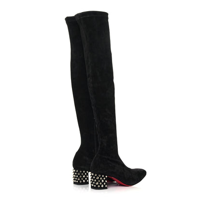 Christian Louboutin Veau Velours Spiked Study Stretch 55 Over The Knee Boots 39.5 Black 8 of 14