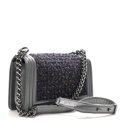 Chanel Tweed Metallic Lambskin Medium Boy Flap Silver 3 of 10