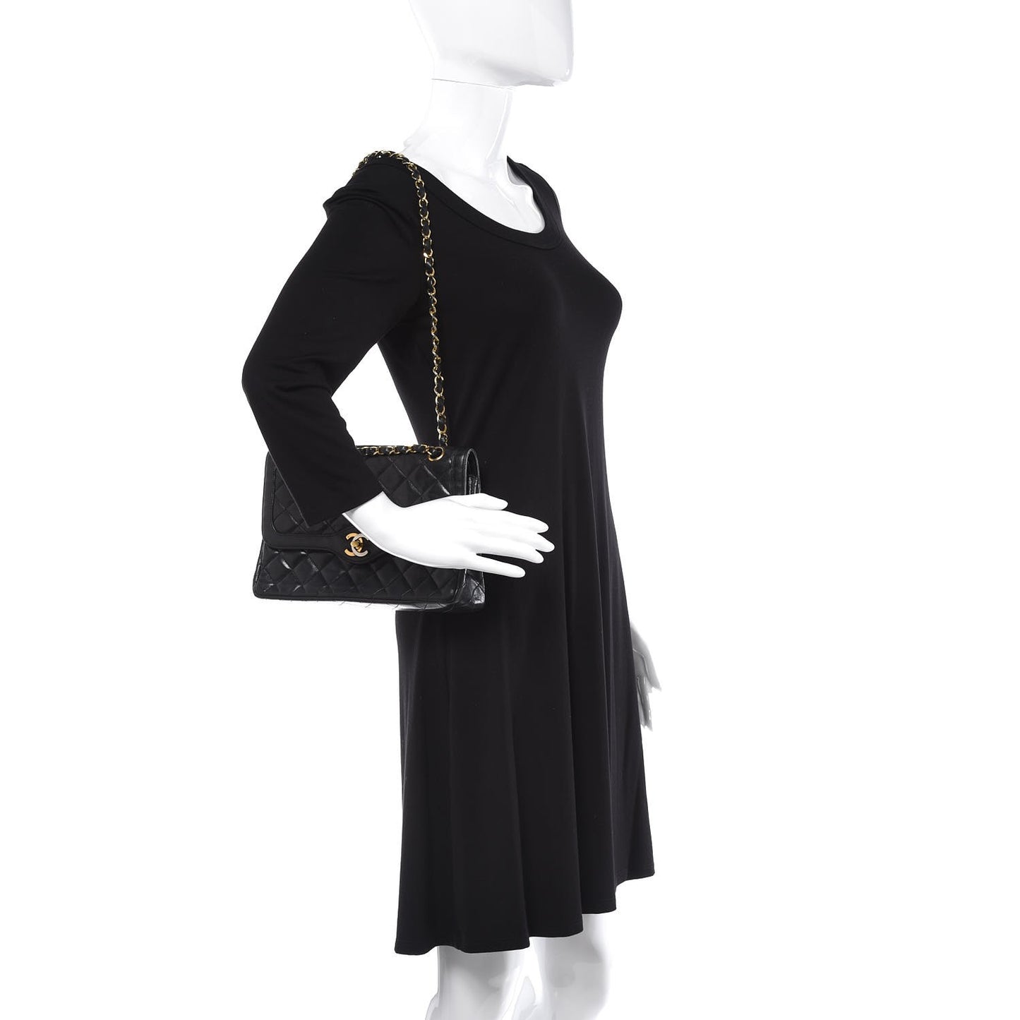 Lambskin Quilted Medium Double Flap Black