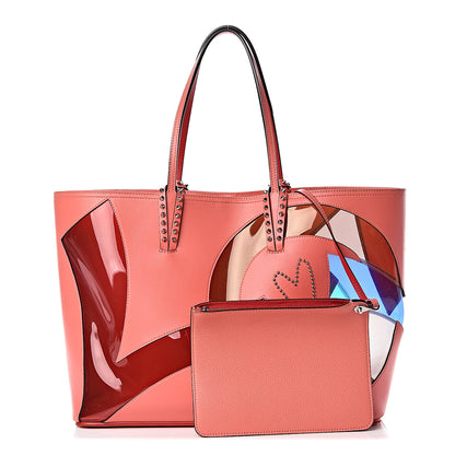Christian Louboutin Calfskin PVC Love Spikes East West Cabata Tote Red 1 of 19