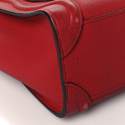 Celine Drummed Calfskin Nano Luggage Red 9 of 14