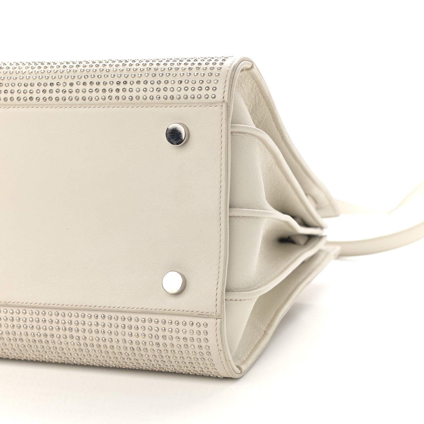 Calfskin Studded Small Sac De Jour White