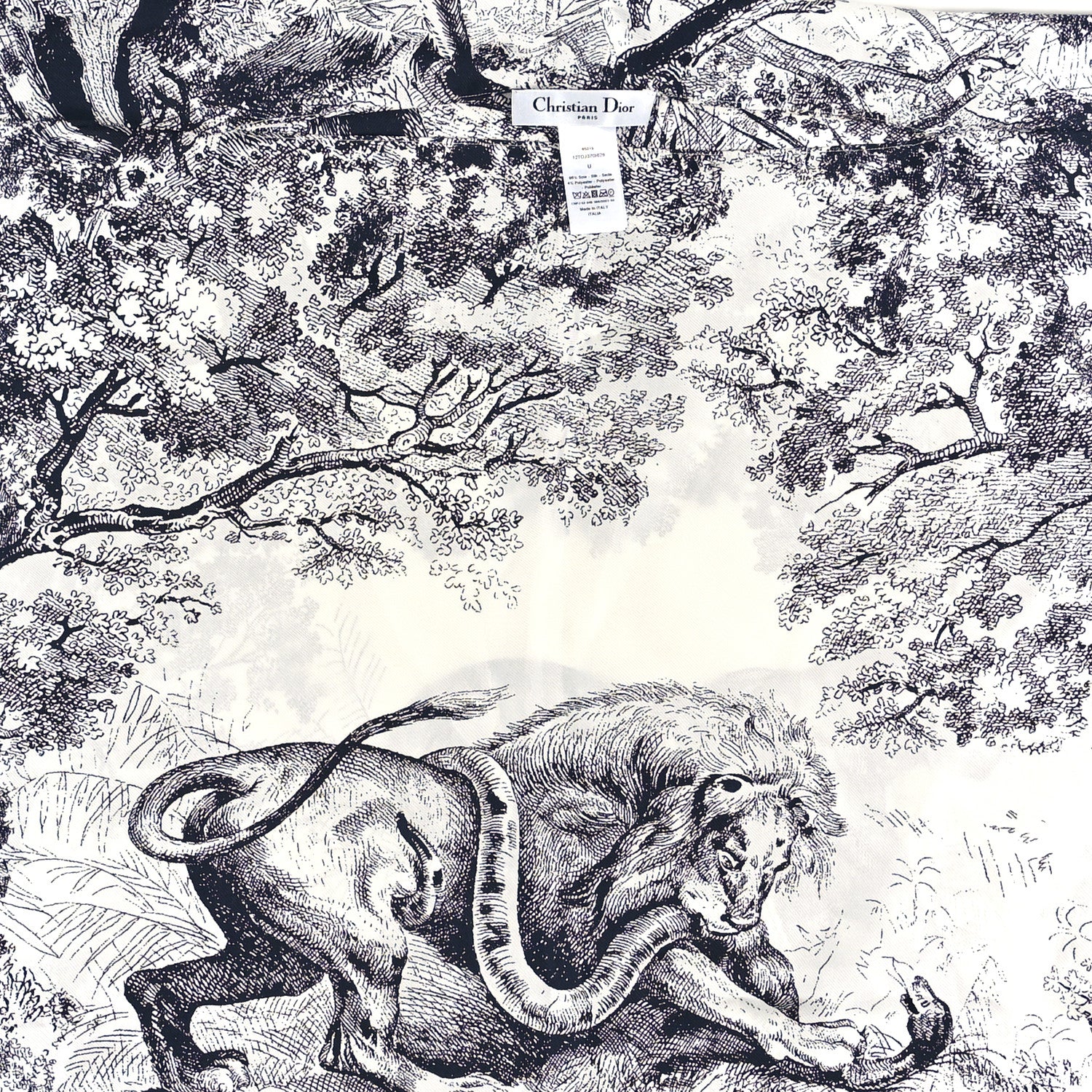 Christian Dior Silk Toile De Jouy Poncho Grey 3 of 3