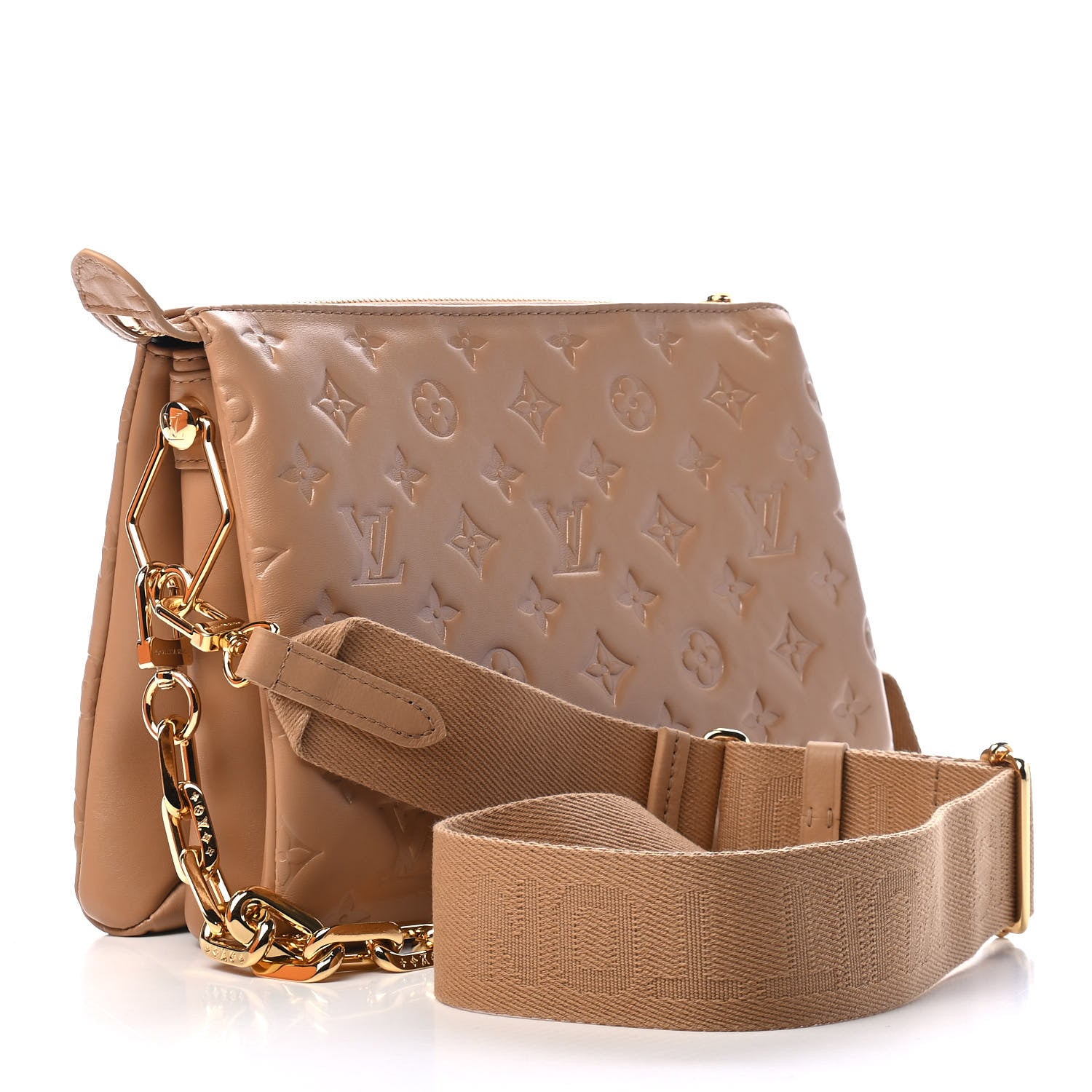 Louis Vuitton Lambskin Embossed Monogram Coussin PM Camel 3 of 8