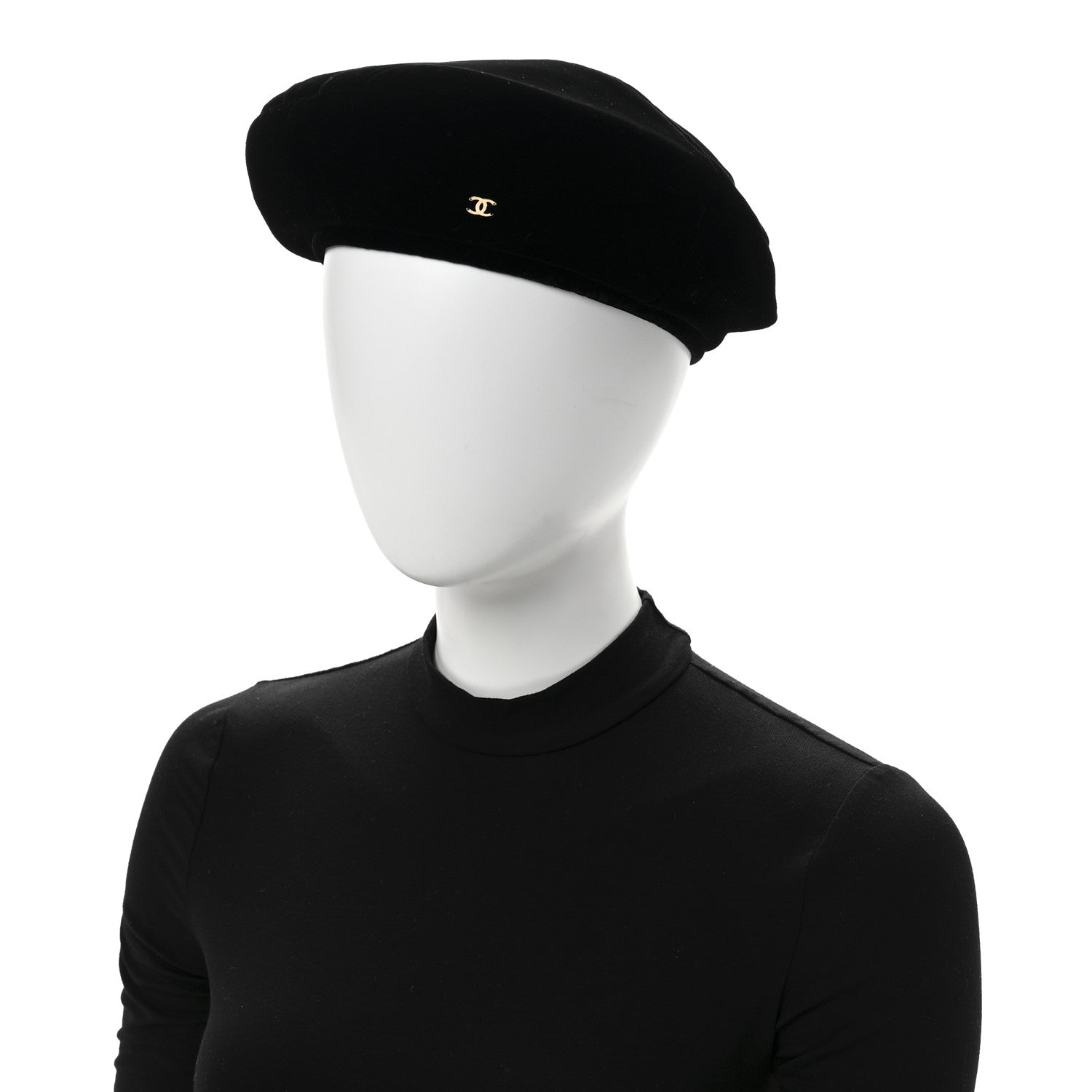 Chanel Velvet Beret Hat S Black 2 of 8