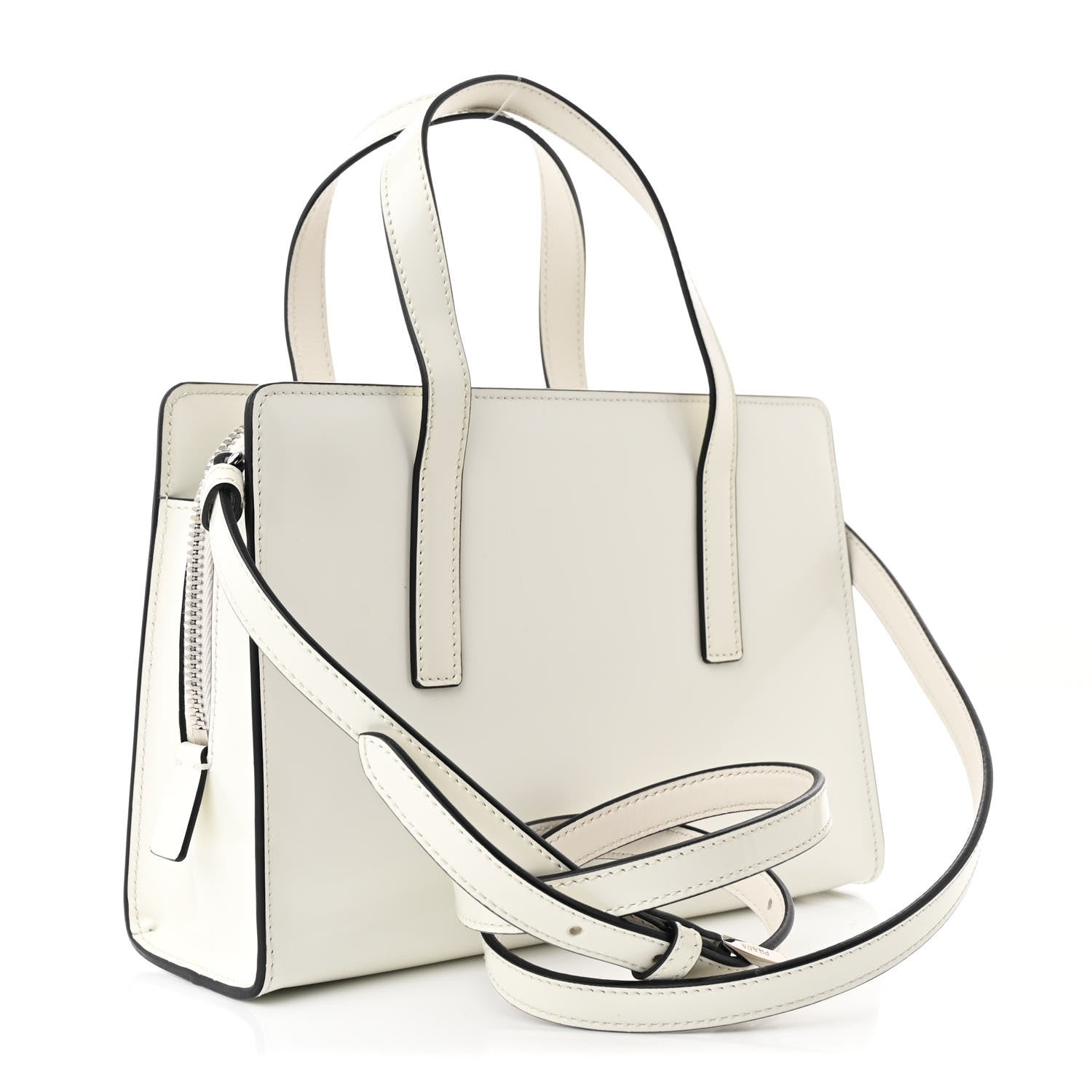 Prada Spazzolato Mini Re-Edition 1995 Double Handle Handbag White 3 of 12