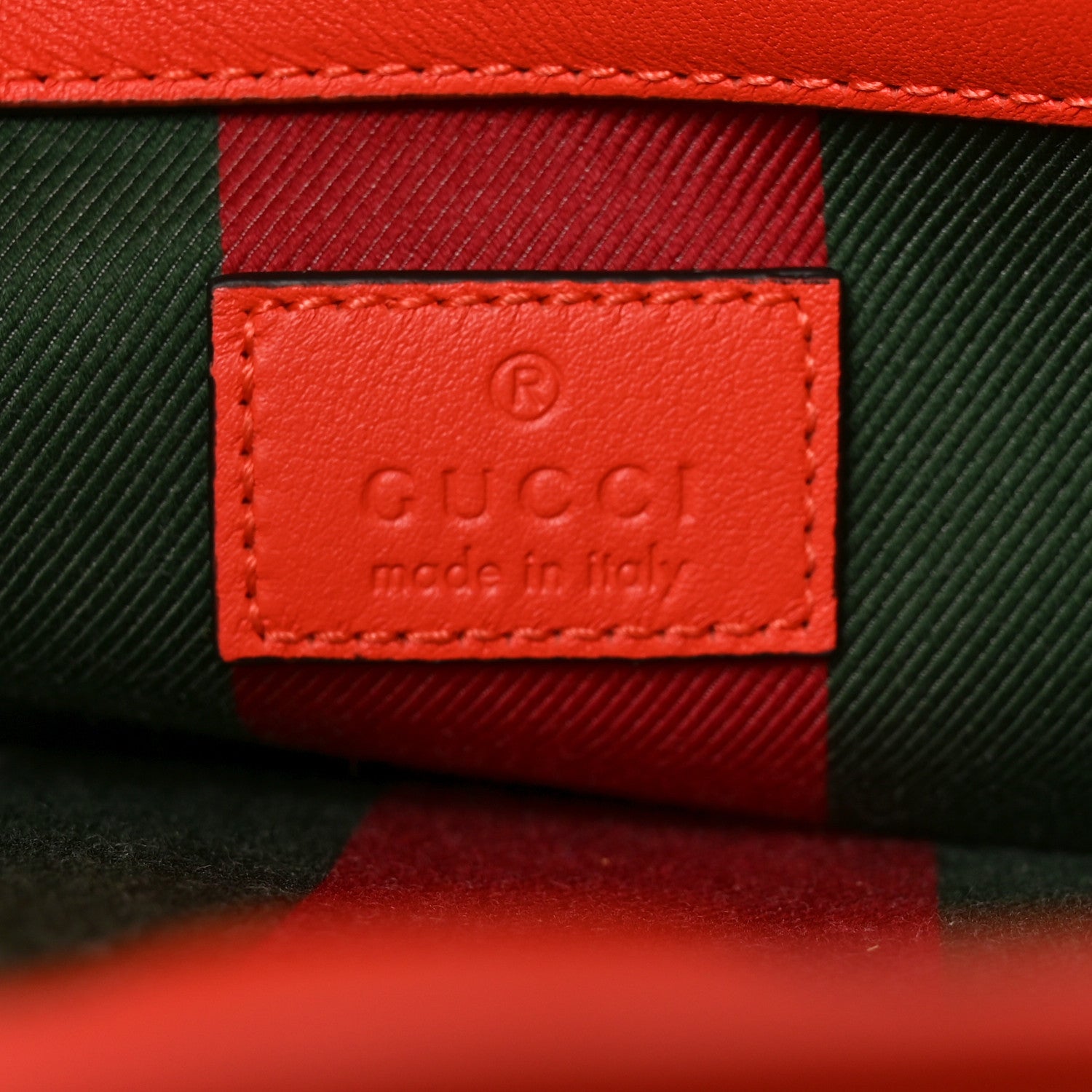 Gucci GG Supreme Monogram Medium Emblem Bucket Bag Beige Orange 6 of 9