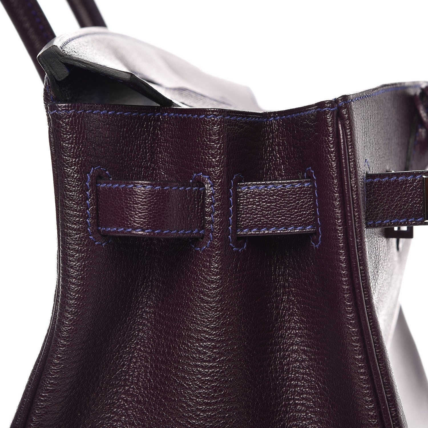 Hermes Chevre Mysore Bi-Color Horseshoe Birkin 30 Raisin Bleu Electrique 19 of 36