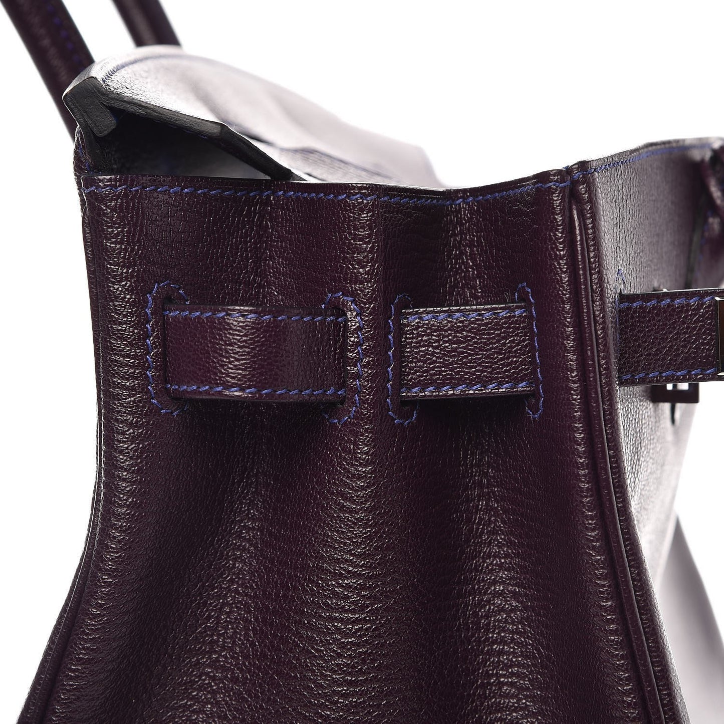 Chevre Mysore Bi-Color Horseshoe Birkin 30 Raisin Bleu Electrique